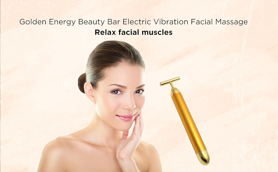 24K Gold Energy Beauty Bar Electric Facial Massage Roller